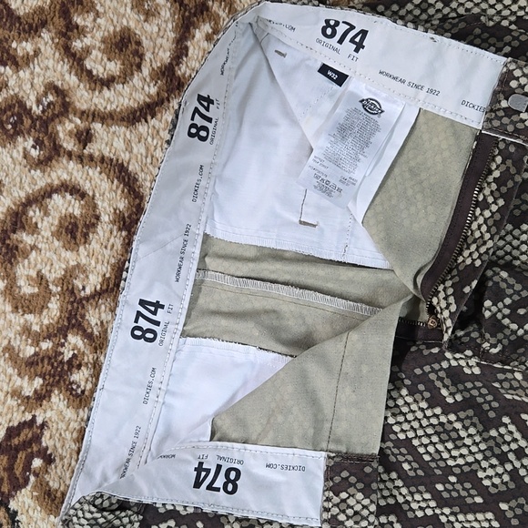 Dickies 874 Snake Print Camden Pants Snakeskin Trousers Jeans Brown Workwear - Picture 12 of 15
